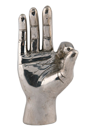 Noir Ok Sign - Handcrafted Silver Metal Sculpture for Modern Decor, Cheerful Gift for Home & Office AB-150SV