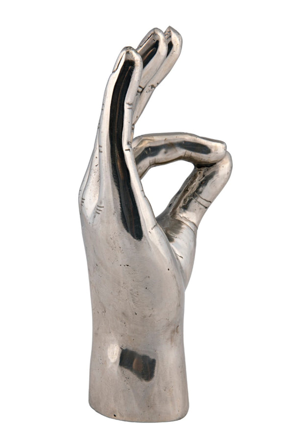 Noir Ok Sign - Handcrafted Silver Metal Sculpture for Modern Decor, Cheerful Gift for Home & Office AB-150SV
