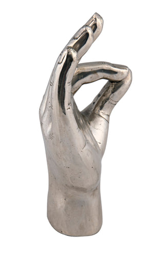 Noir Ok Sign - Handcrafted Silver Metal Sculpture for Modern Decor, Cheerful Gift for Home & Office AB-150SV