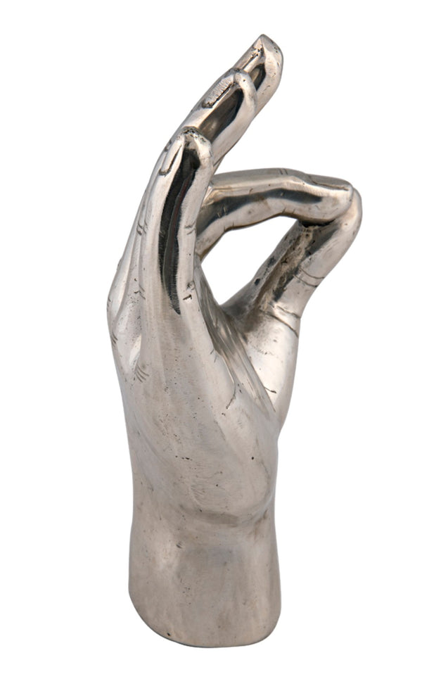 Noir Ok Sign - Handcrafted Silver Metal Sculpture for Modern Decor, Cheerful Gift for Home & Office AB-150SV