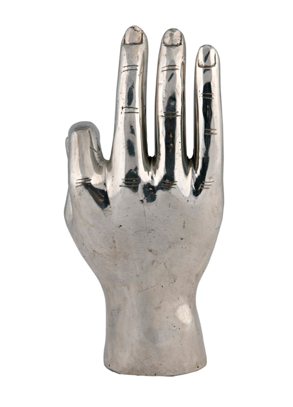 Noir Ok Sign - Handcrafted Silver Metal Sculpture for Modern Decor, Cheerful Gift for Home & Office AB-150SV