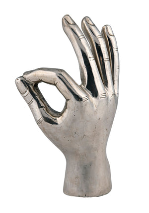 Noir Ok Sign - Handcrafted Silver Metal Sculpture for Modern Decor, Cheerful Gift for Home & Office AB-150SV