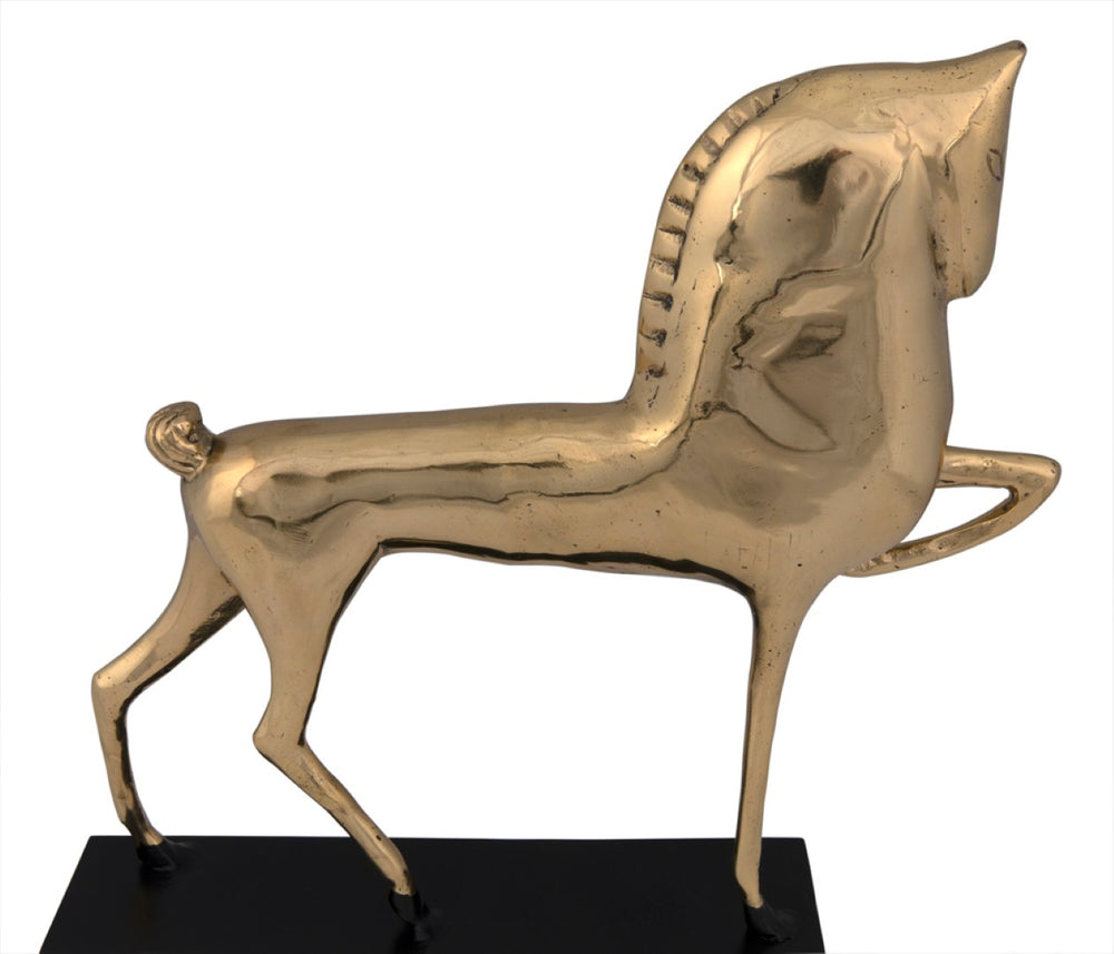 Noir Horse Sculpture in Antique Brass Finish – Modern Artisan Design for Home Décor & Stylish Displays AB-154BR