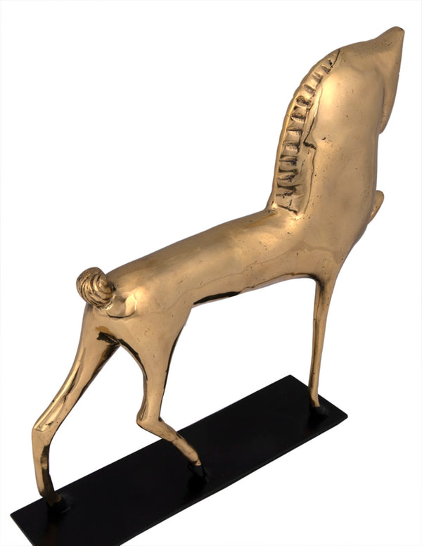 Noir Horse Sculpture in Antique Brass Finish – Modern Artisan Design for Home Décor & Stylish Displays AB-154BR