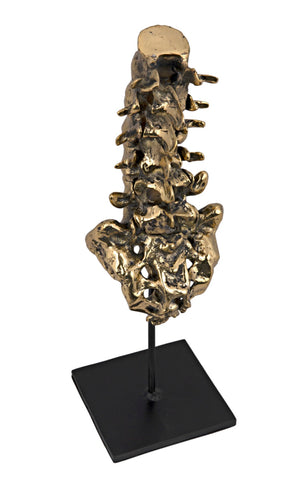 Noir Vertebrae, Sculptural Brass and Iron Accent for Modern Decor - Anatomical Artistry for Any Space AB-157BR