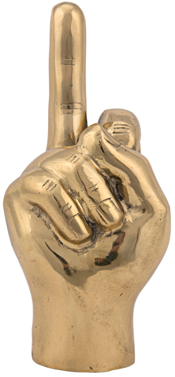 Noir The Finger, Handcrafted Antiqued Brass Sculpture - Unique Minimalist Decor for Home or Office AB-1A-BR
