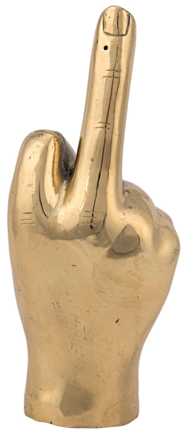 Noir The Finger, Handcrafted Antiqued Brass Sculpture - Unique Minimalist Decor for Home or Office AB-1A-BR