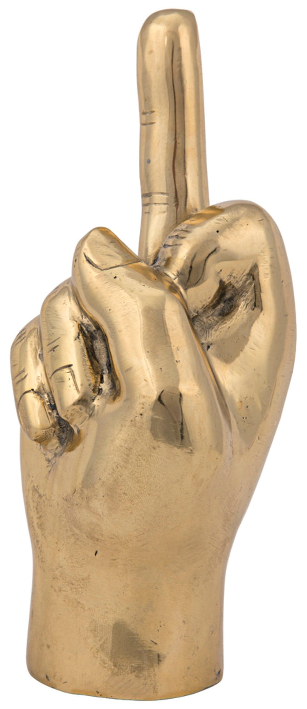 Noir The Finger, Handcrafted Antiqued Brass Sculpture - Unique Minimalist Decor for Home or Office AB-1A-BR