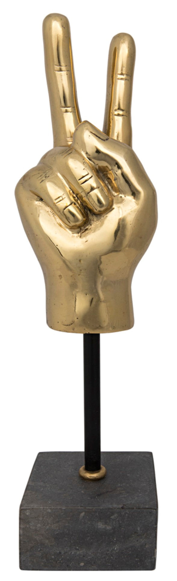 Noir Peace Sign Sculpture on Marble Base - Modern Bohemian Accent for Home & Office Decor, 16" Tall AB-1SBR