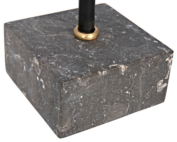 Noir Peace Sign Sculpture on Marble Base - Modern Bohemian Accent for Home & Office Decor, 16" Tall AB-1SBR