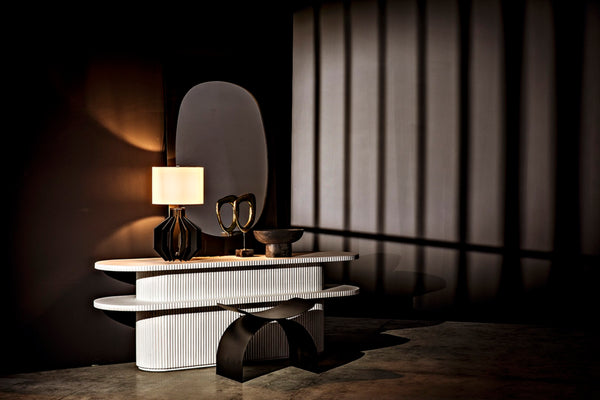 Noir Sculpture: Artisan-Crafted Brass Accent with Antique Finish for Modern & Classic Home Decor, 19" Tall AB-210SAB