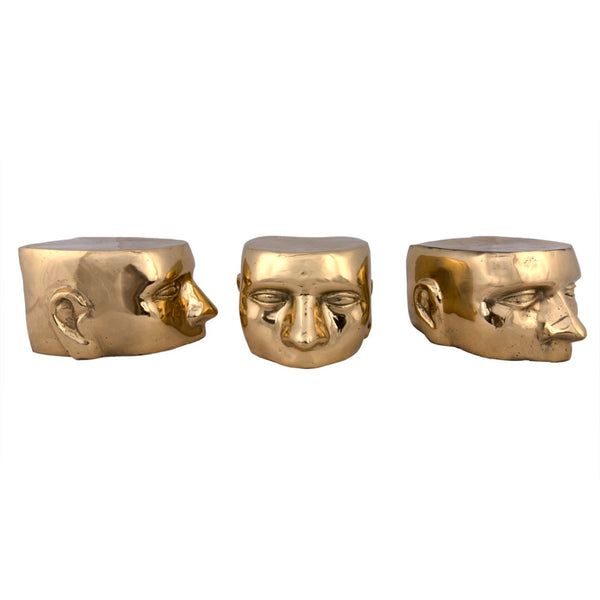 Noir Set of 3 Brass Character Sculptures - Timeless Artistry for Home Decor - Stylish & Durable Accent Pieces AB-246BR