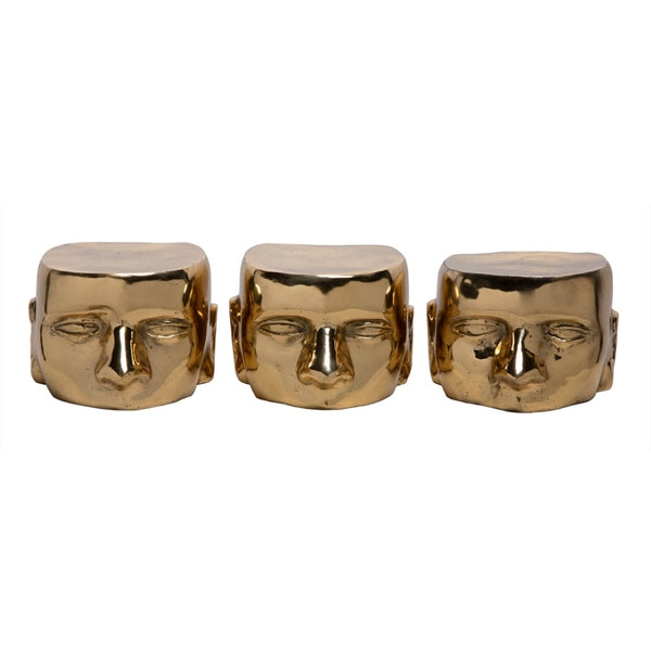 Noir Set of 3 Brass Character Sculptures - Timeless Artistry for Home Decor - Stylish & Durable Accent Pieces AB-246BR