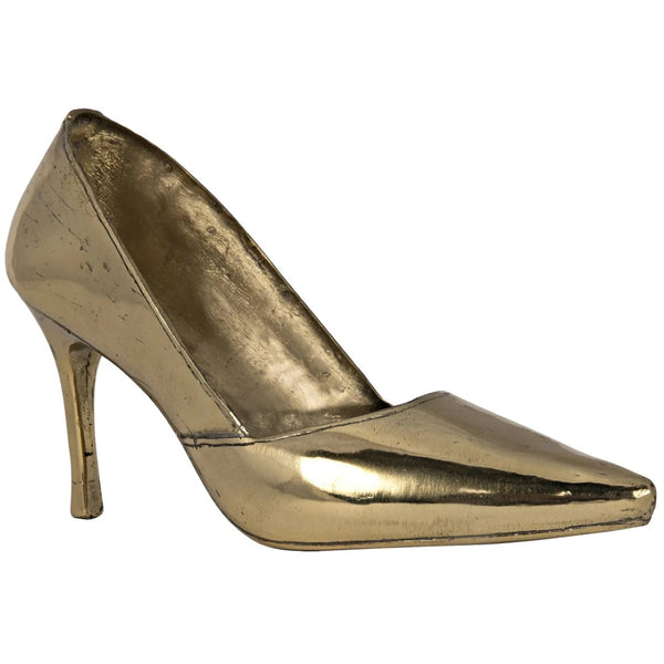 Noir Heel, Artisan-Crafted Brass Stiletto Sculpture - Glamorous Home Accent for Chic Décor Lovers AB-272B