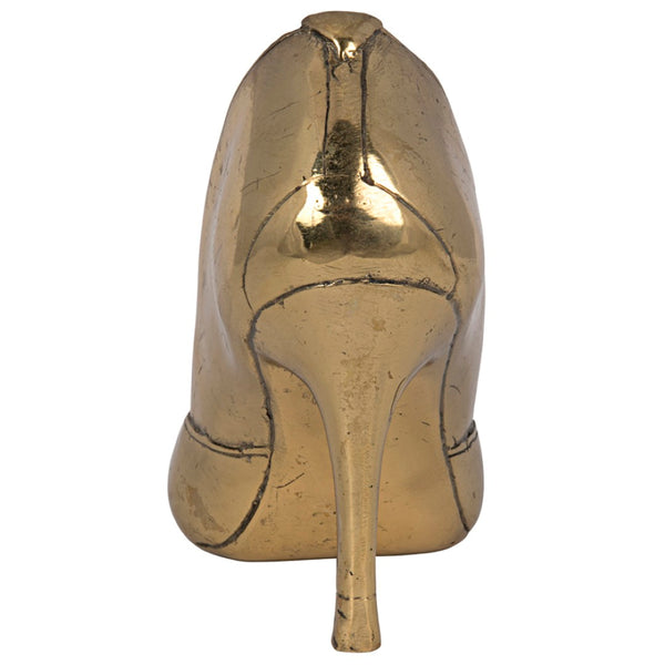 Noir Heel, Artisan-Crafted Brass Stiletto Sculpture - Glamorous Home Accent for Chic Décor Lovers AB-272B