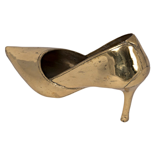 Noir Heel, Artisan-Crafted Brass Stiletto Sculpture - Glamorous Home Accent for Chic Décor Lovers AB-272B