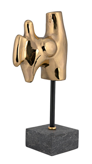 Noir Goker Sculptural Accent with Marble Base - Handcrafted Mid-Century Design for Stylish Interiors AB-291BR