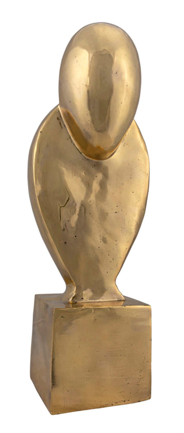 Noir Ripley, Striking Antique Brass Bird-of-Prey Sculpture on Cube Base for Modern Decor Accents AB-292BR