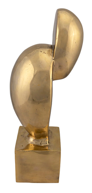 Noir Ripley, Striking Antique Brass Bird-of-Prey Sculpture on Cube Base for Modern Decor Accents AB-292BR