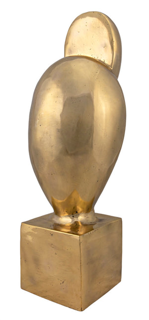Noir Ripley, Striking Antique Brass Bird-of-Prey Sculpture on Cube Base for Modern Decor Accents AB-292BR