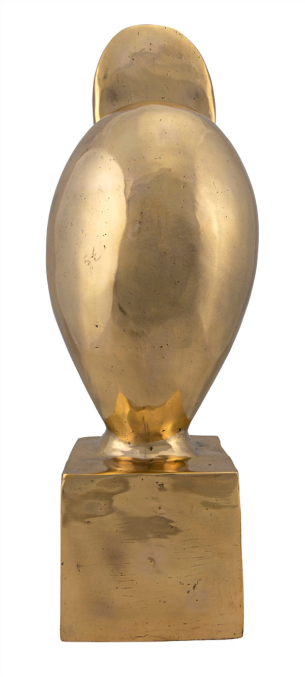 Noir Ripley, Striking Antique Brass Bird-of-Prey Sculpture on Cube Base for Modern Decor Accents AB-292BR