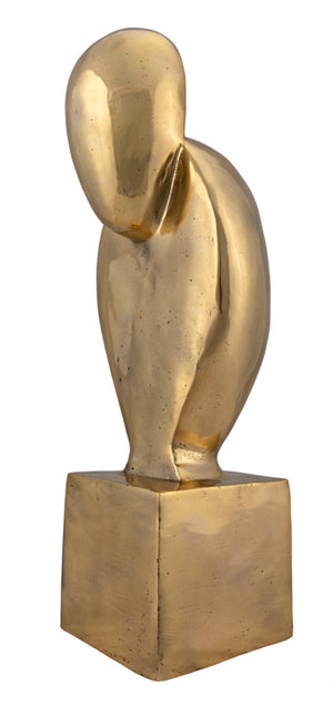 Noir Ripley, Striking Antique Brass Bird-of-Prey Sculpture on Cube Base for Modern Decor Accents AB-292BR