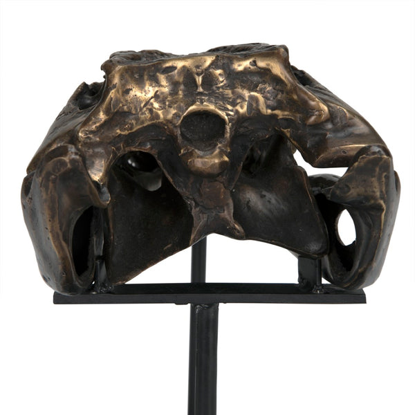 Noir Brass Alligator Sculpture on Iron Stand - Elegant Antique Finish for Home, Office, or Gallery Display AB-83L