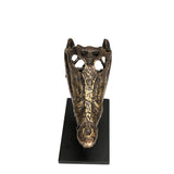 Brass Alligator On Stand Medium AB-83M Antique Brass with Matte Black Base Noir