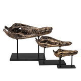 Brass Alligator On Stand Medium AB-83M Antique Brass with Matte Black Base Noir