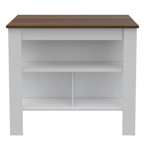 English Elm Cala Kitchen island with wide prep surface, spacious leg room and three open shelves for storage Multicolor 45.7 L x 32.7 W x 4.3 H B07092012