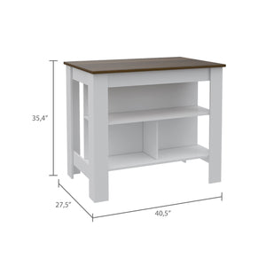 English Elm Cala Kitchen island with wide prep surface, spacious leg room and three open shelves for storage Multicolor 45.7 L x 32.7 W x 4.3 H B07092012