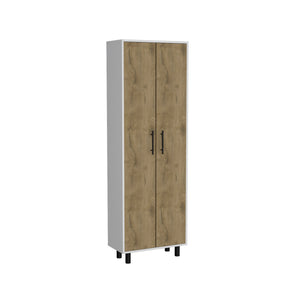 English Elm Multistorage lockable cabinet 35" H with two doors, two shelves, metal hardware, wheels for mobility Multicolor 78.74 L x 17.32 W x 5.12 H B097133047