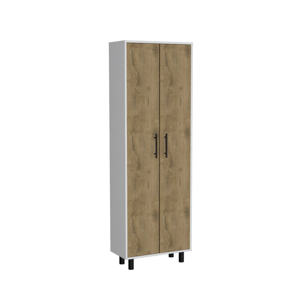 English Elm Multistorage lockable cabinet 35" H with two doors, two shelves, metal hardware, wheels for mobility Multicolor 78.74 L x 17.32 W x 5.12 H B097133047
