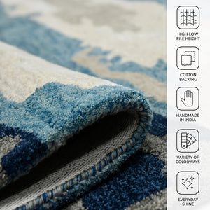 Amer Rugs Abstract Artistic Hand-tufted Area Rug For Contemporary Spaces – Durable Wool & Viscose Blend Blue Wool, Viscose Abs40203