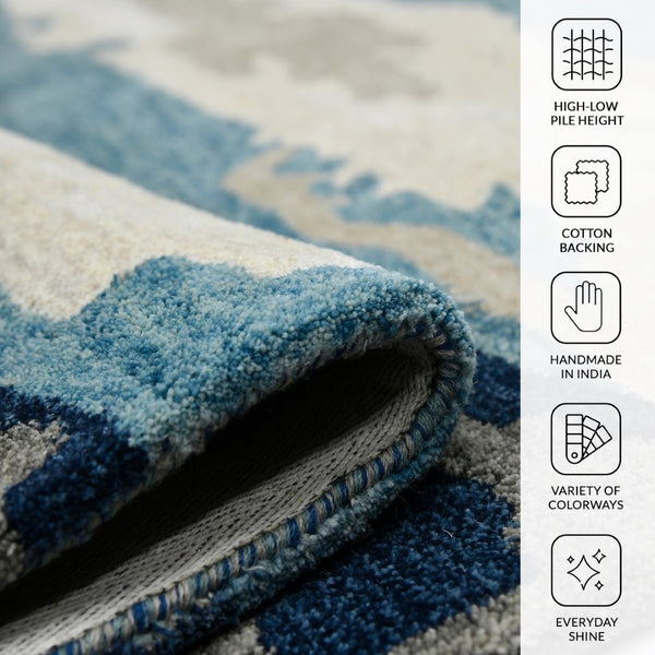 Amer Rugs Abstract Artistic Hand-tufted Area Rug For Contemporary Spaces – Durable Wool & Viscose Blend Blue Wool, Viscose Abs40203