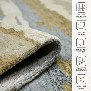 Amer Rugs Abstract Artistic Hand-tufted Area Rug For Contemporary Spaces – Durable Wool & Viscose Blend Water Blue Wool, Viscose Abs50203