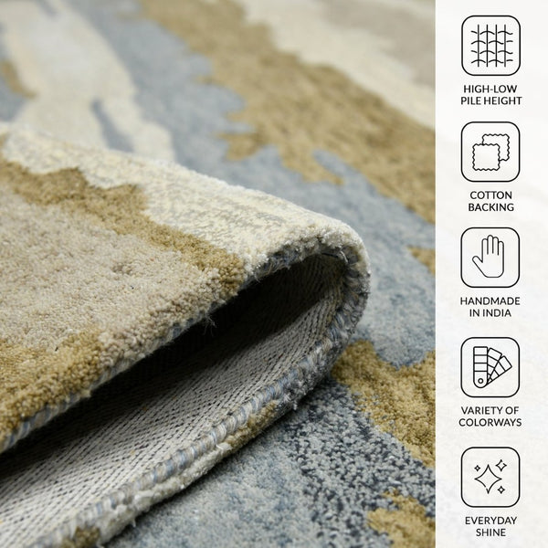 Amer Rugs Abstract Artistic Hand-tufted Area Rug For Contemporary Spaces – Durable Wool & Viscose Blend Water Blue Wool, Viscose Abs50203