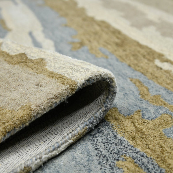 Amer Rugs Abstract Artistic Hand-tufted Area Rug For Contemporary Spaces – Durable Wool & Viscose Blend Water Blue Wool, Viscose Abs50203