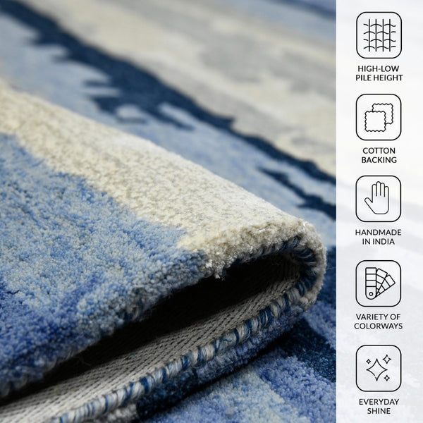 Amer Rugs Abstract Artistic Hand-tufted Area Rug For Contemporary Spaces – Durable Wool & Viscose Blend Navy Wool, Viscose Abs70203
