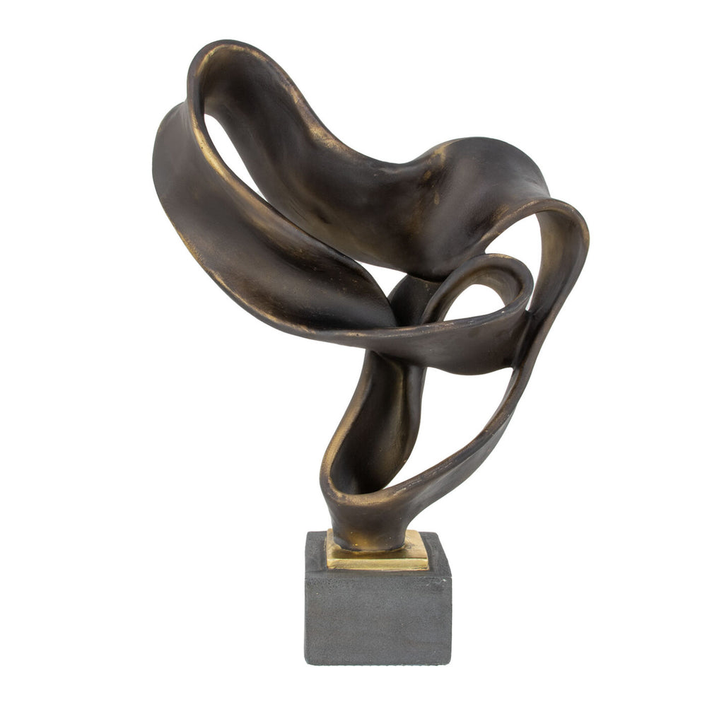 Zeugma Abstract Bronze Finish Sculpture 90272 - Striking 14" Wide Resin Art Piece For Home Décor Elegance   Cf1190272-d167