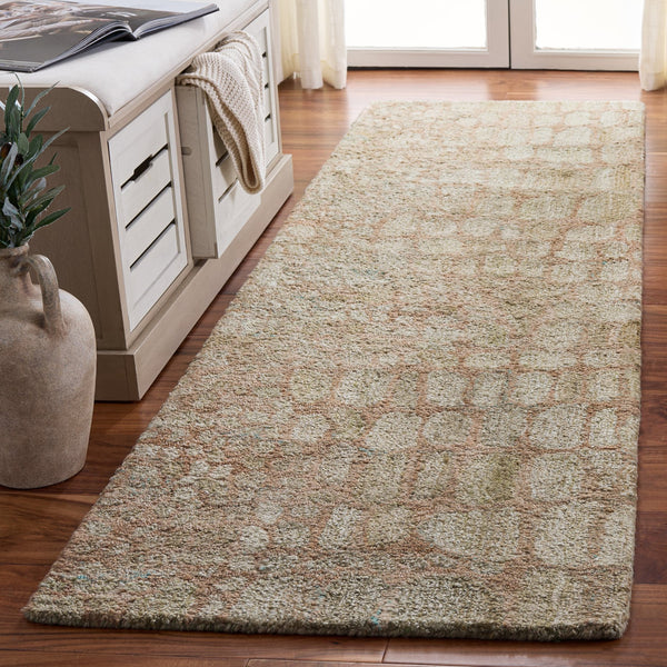 Safavieh Abstract Hand-Tufted Light Green & Blush Runner Rug — Low-Profile Polyester Pile, Modern Hallway Accent 2'-3" x 8'-0" ABT156Y-28