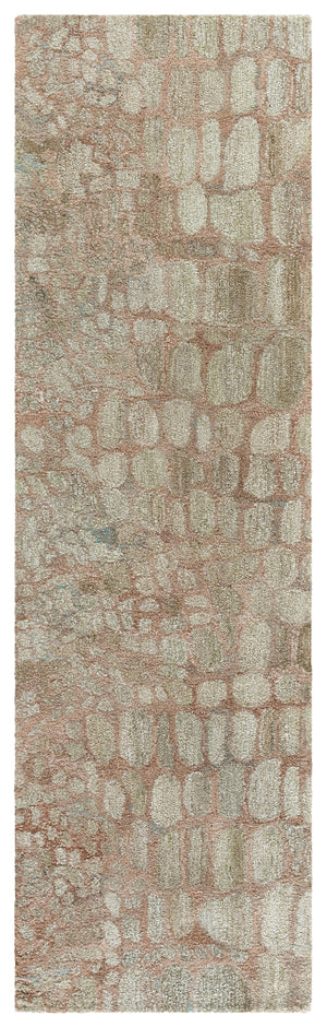 Safavieh Abstract Hand-Tufted Round Rug In Light Green And Blush — Soft Polyester Pile, Modern Abstract Accent 6'-0" x 6'-0" ABT156Y-6R