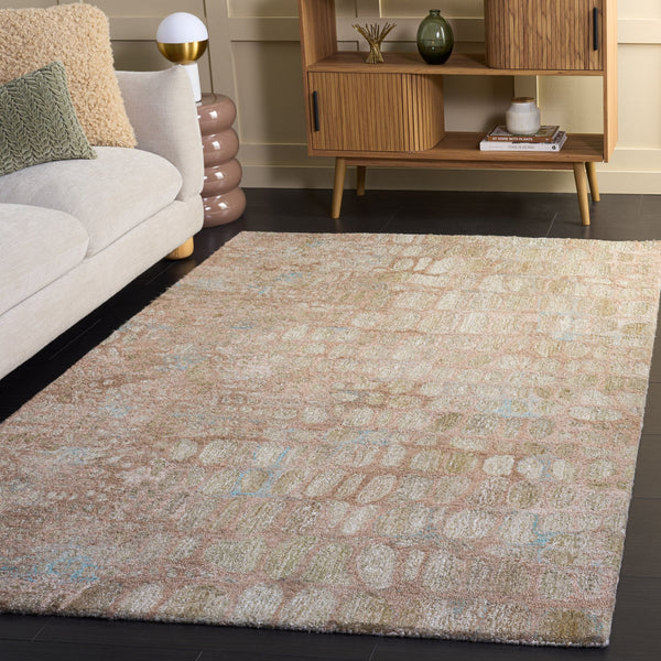 Safavieh Abstract Hand-Tufted Light Green & Blush Area Rug 8X10 Low-Profile Polyester Pile Modern Design 9'-0" x 12'-0" ABT156Y-9