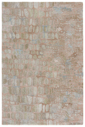Safavieh Abstract Hand-Tufted Square Area Rug In Light Green And Blush — Plush Polyester, Modern Serene Centerpiece 6'-0" x 6'-0" ABT156Y-6SQ