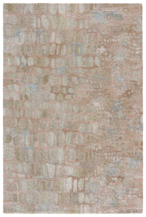 Safavieh Abstract Hand-Tufted Square Area Rug In Light Green And Blush — Plush Polyester, Modern Serene Centerpiece 6'-0" x 6'-0" ABT156Y-6SQ