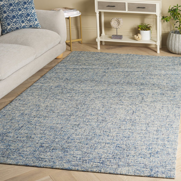 Safavieh Abstract Modern Hand-tufted Runner Rug In Sophisticated Grey And Ivory For Elegant Home Decor Blue ,Ivory 80% Wool,20% Cotton Abt175m-5