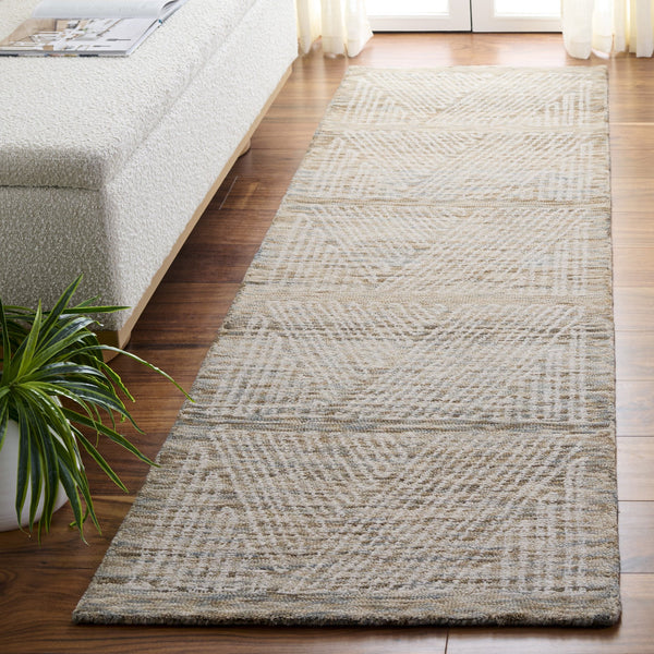 Safavieh Abstract Hand-Tufted Grey Ivory Area Rug — Wool-Cotton Low-Profile Flat Pile For Modern Living Rooms 6'-0" x 6'-0" ABT176F-6SQ
