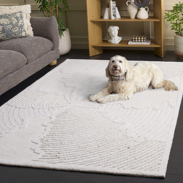 Safavieh Abstract Ivory Round Hand-Tufted Wool-Cotton Rug — Low-Profile, Understated Elegance For Modern Homes 6'-0" x 6'-0" ABT177A-6R