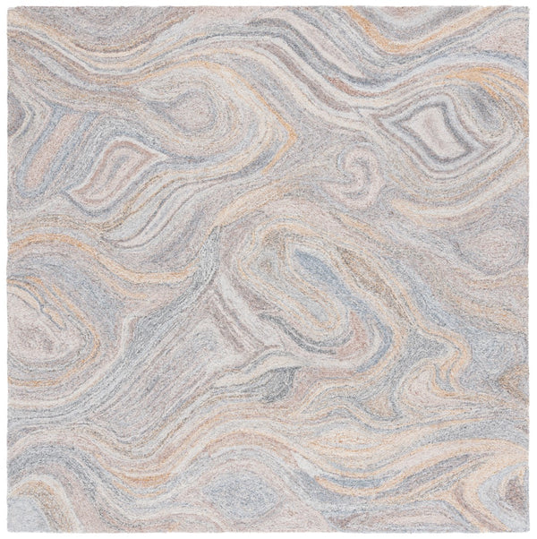 Safavieh Abstract 209 Hand Tufted Geometric Rug Grey / Brown 6' x 6' Square