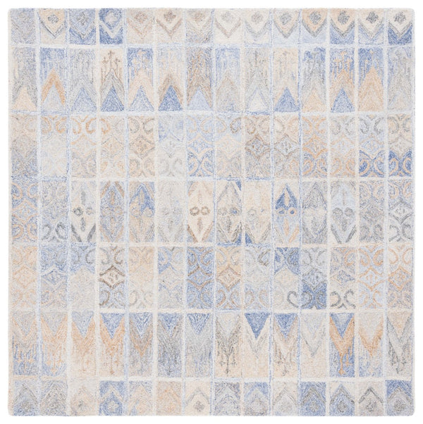 Safavieh Abstract 213 Hand Tufted Geometric Rug Blue / Rust 6' x 6' Square